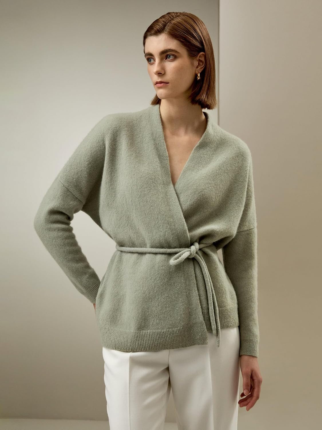 LilySilk Cashmere Silk Blended Lounge Wrap Cardigan for